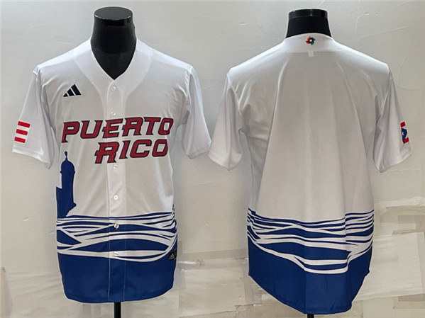 Men's Puerto Rico Baseball Blank 2023 White World Baseball Classic Stitched Jersey